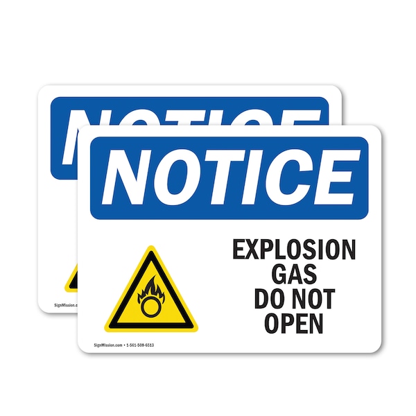 Signmission Explosive Gas Do Not Open Sign, Vinyl Decal, 7in W x 5in L, 2PK OS-2PACK-NS-D-57-L-12275 - main